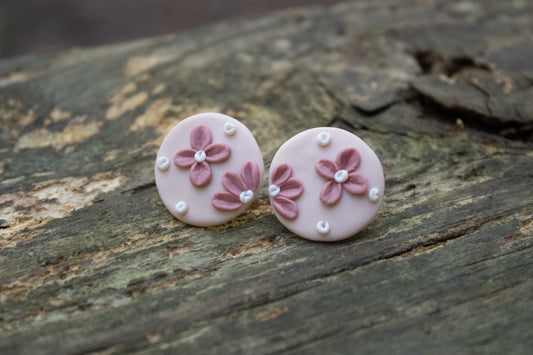Pink Flower Earrings