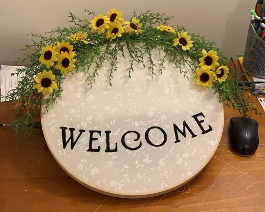 Embroidered Hoop Welcome Sign