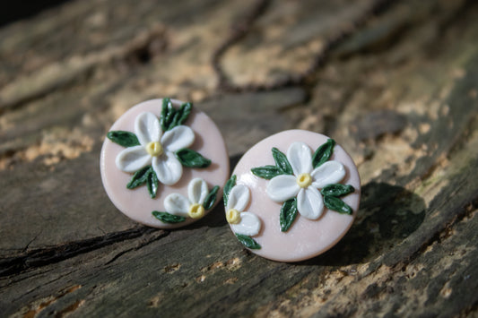 White Flower Earrings